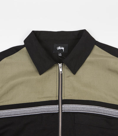 Stussy Color Block Zip Work Shirt - Olive