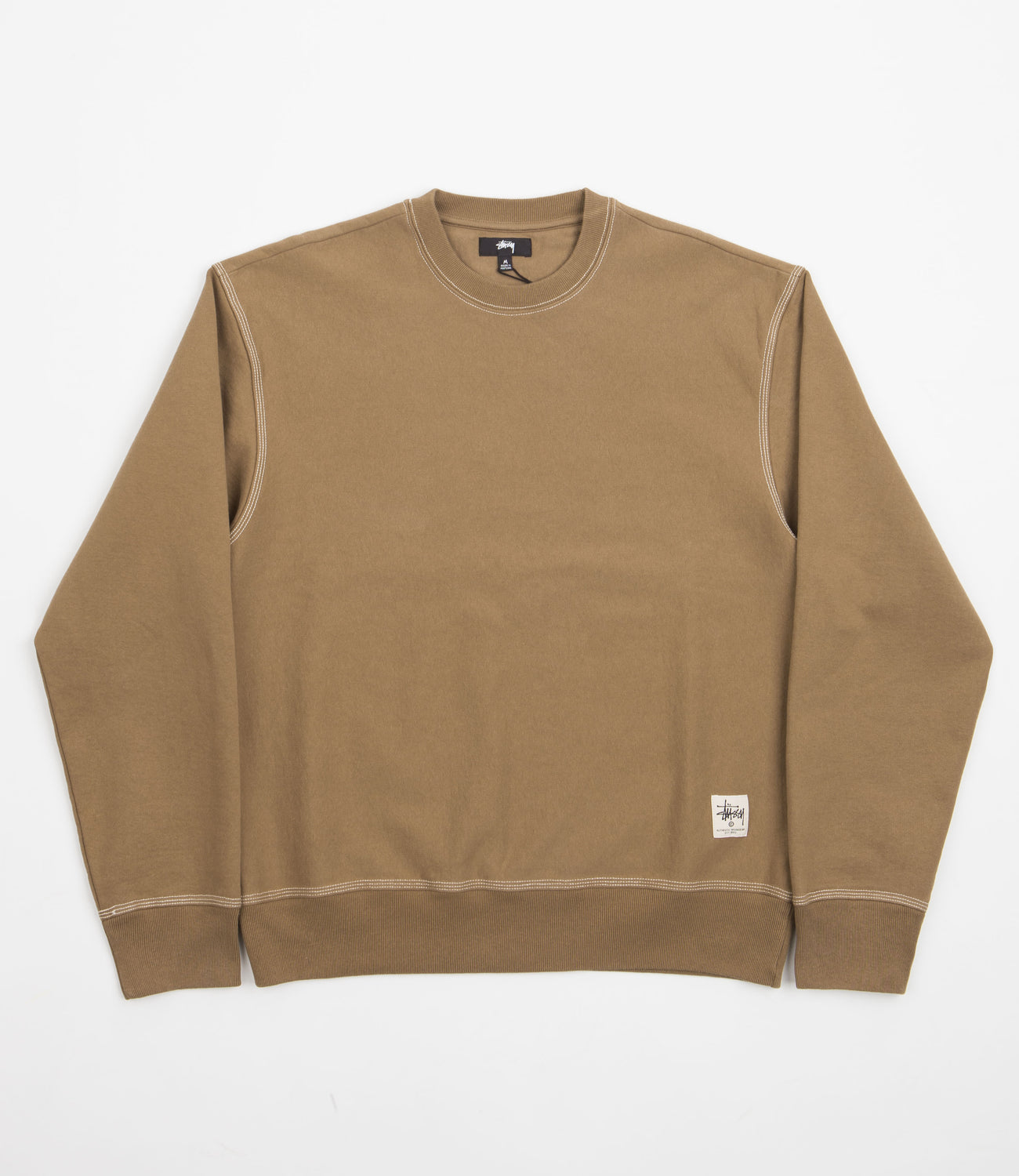 Stussy Contrast Stitch Label Crewneck Sweatshirt - Brown | Flatspot