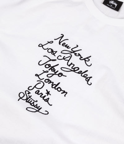 Stussy Cursive Embroidered T-Shirt - White