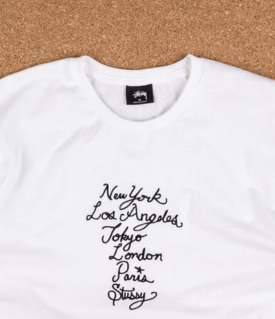 Stussy Cursive Embroidered T-Shirt - White