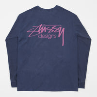 Stussy Design Pigment Dyed Long Sleeve T-Shirt - Navy thumbnail