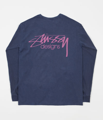 Stussy Design Pigment Dyed Long Sleeve T-Shirt - Navy