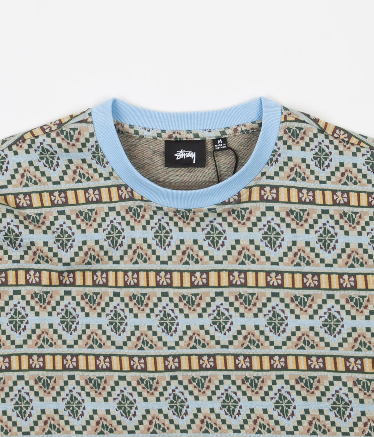 Stussy Giza Crewneck Long Sleeve T-Shirt - Blue | Flatspot