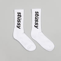 Stussy Helvetica Jacquard Crew Socks - White thumbnail