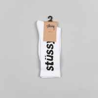 Stussy Helvetica Jacquard Crew Socks - White thumbnail