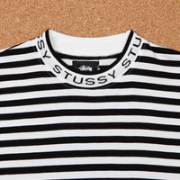 Stussy Jacquard Neck Long Sleeve T-Shirt - Black thumbnail