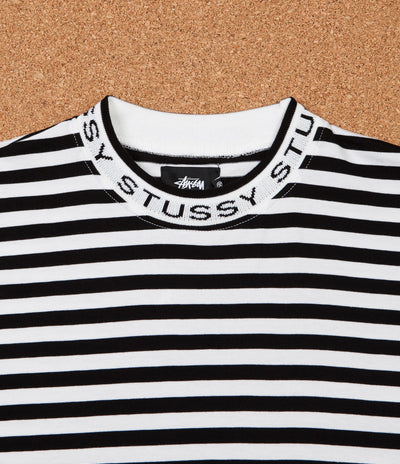 Stussy Jacquard Neck Long Sleeve T-Shirt - Black