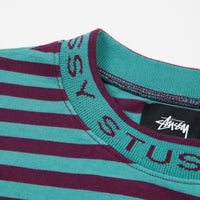 Stussy Jacquard Neck Long Sleeve T-Shirt - Purple thumbnail