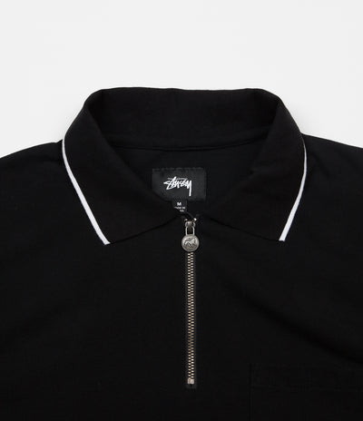 Stussy Lion Zip Pocket Polo Shirt - Black