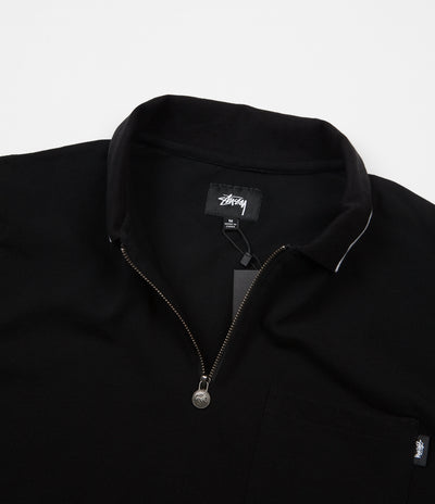 Stussy Lion Zip Pocket Polo Shirt - Black