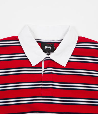 Stussy Mix Up Long Sleeve Rugby Shirt - Red