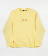 Stussy New Stock Applique Crewneck Sweatshirt - Pale Yellow