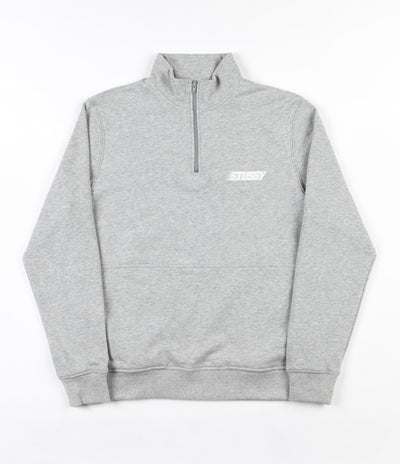 Stussy Nylon Panel Mockneck Sweatshirt - Grey Heather