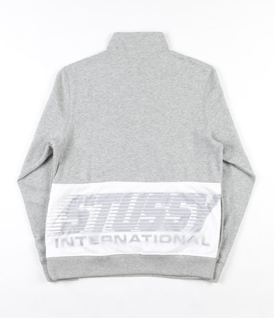 Stussy Nylon Panel Mockneck Sweatshirt - Grey Heather