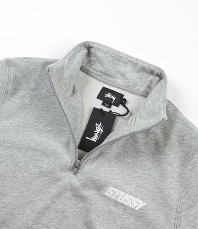 Stussy Nylon Panel Mockneck Sweatshirt - Grey Heather