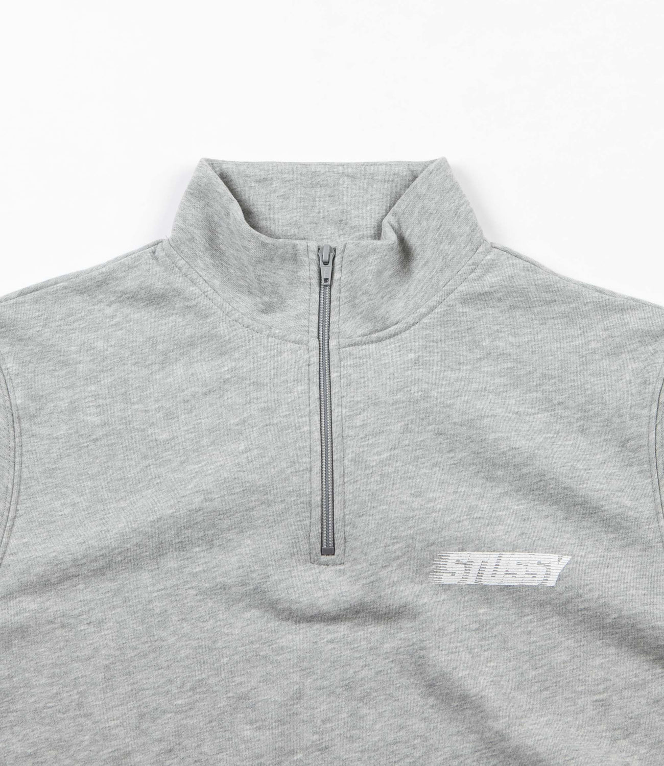 Stussy Nylon Panel Mockneck Sweatshirt - Grey Heather | Flatspot