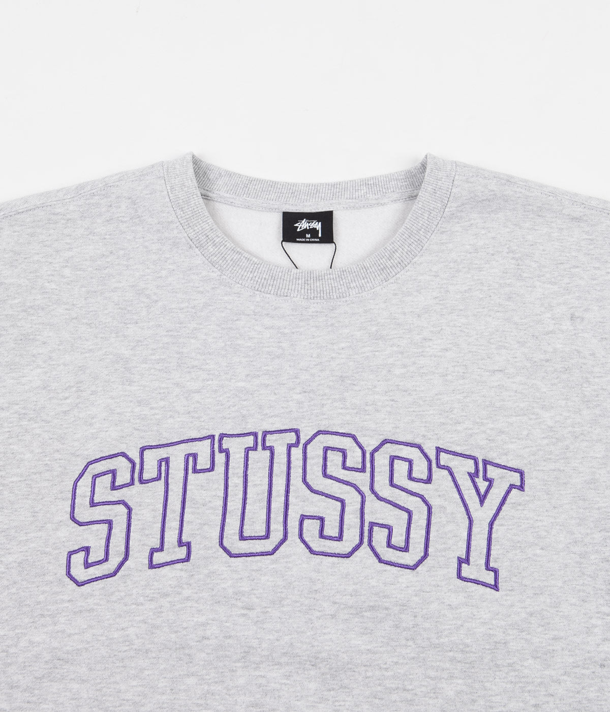 Stussy Outline Applique Crewneck Sweatshirt Ash Heather Flatspot