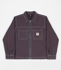 Stussy Overdyed Hickory Zip Shirt - Purple
