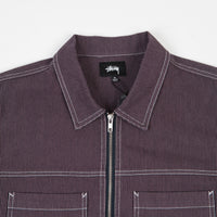 Stussy Overdyed Hickory Zip Shirt - Purple thumbnail