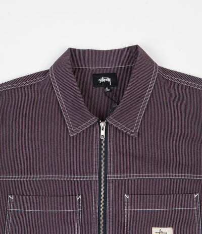 Stussy Overdyed Hickory Zip Shirt - Purple