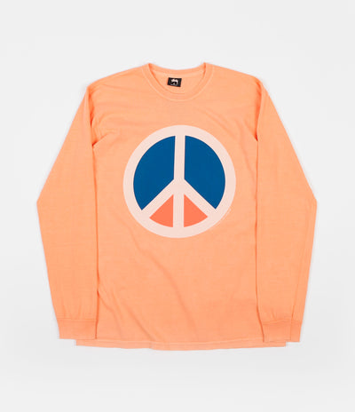 Stussy Peace Pigment Dyed Long Sleeve T-Shirt - Coral