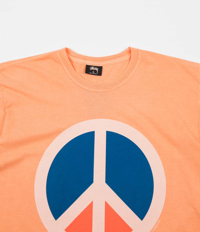 Stussy Peace Pigment Dyed Long Sleeve T-Shirt - Coral
