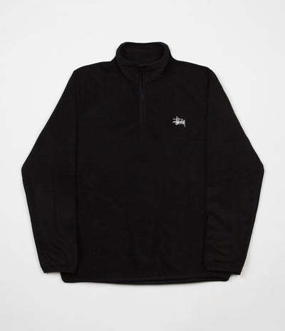 Stussy Polar Fleece Half Zip Sweatshirt - Black | Flatspot