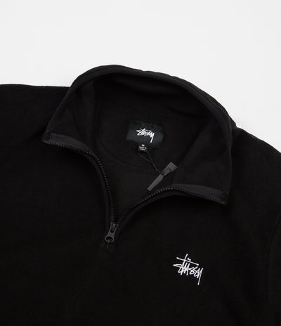 Stussy Polar Fleece Half Zip Sweatshirt - Black