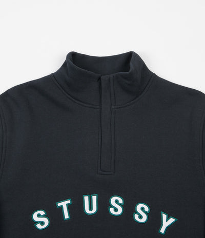 Stussy Quarter Zip Mock Neck Sweatshirt - Black