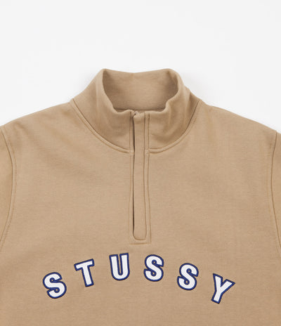 Stussy Quarter Zip Mock Neck Sweatshirt - Tan