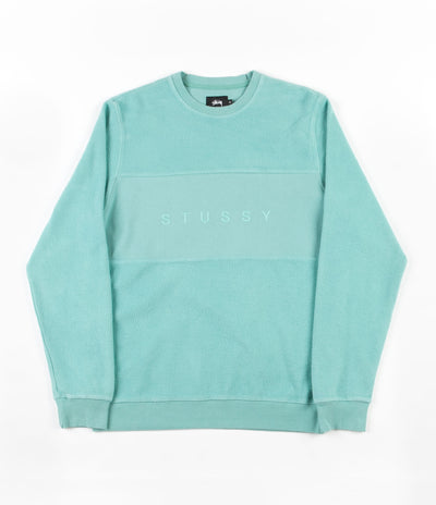 Stussy Reverse Fleece Panel Crewneck Sweatshirt - Green