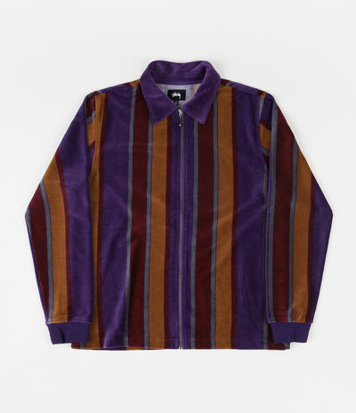 Stussy Roland Stripe Full Zip Jacket - Purple