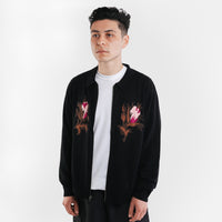 Stussy Rose Thorn Long Sleeve Zip Sweater - Black thumbnail