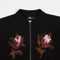 Stussy Rose Thorn Long Sleeve Zip Sweater - Black thumbnail