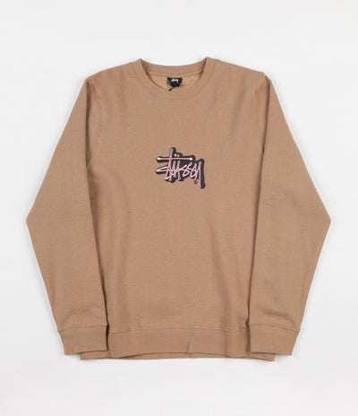 Stussy Shadow Stock Applique Crewneck Sweatshirt - Light Brown