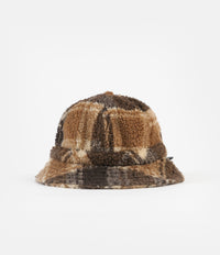 Stussy Sherpa Fleece Bell Bucket Hat - Brown Plaid