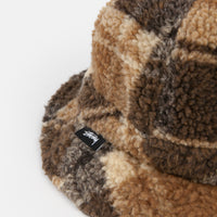 Stussy Sherpa Fleece Bell Bucket Hat - Brown Plaid thumbnail