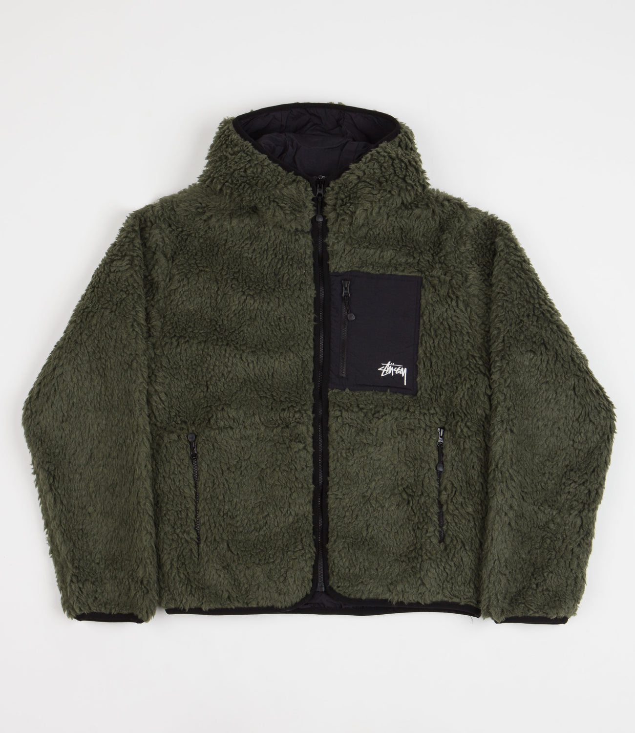 Stussy Sherpa Jacket - Olive | Flatspot