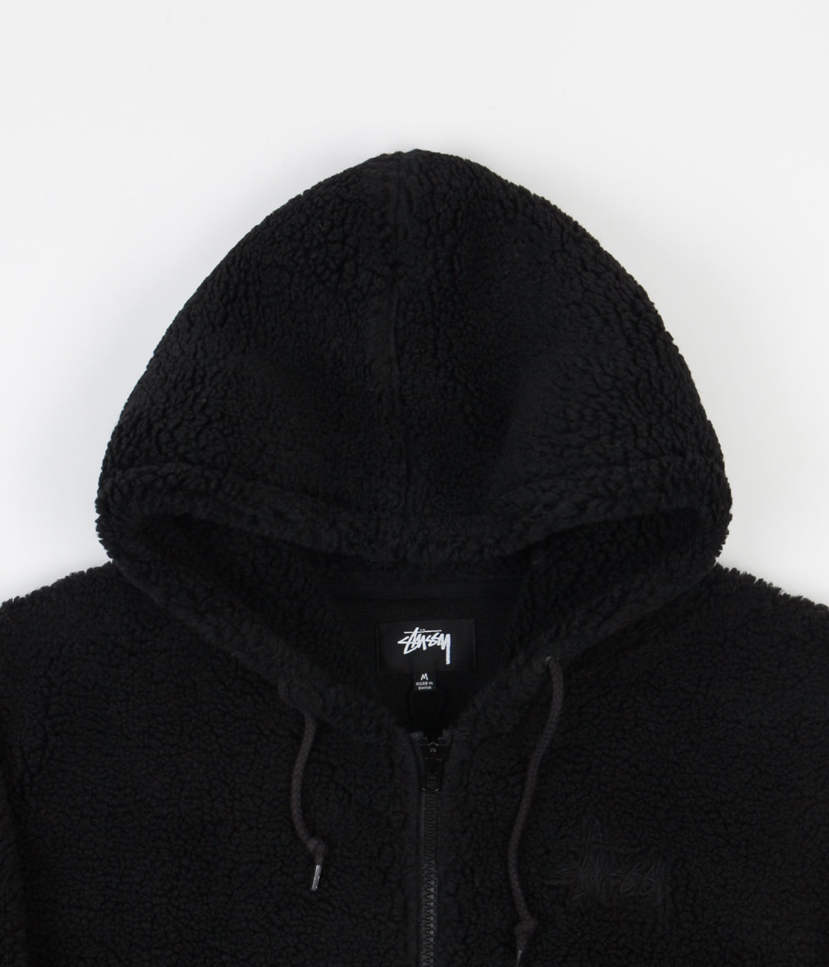 Stussy Sherpa Zip Hoodie - Black | Flatspot