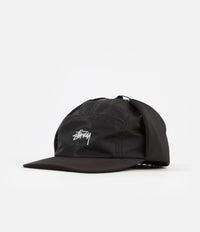 Stussy Stock Ear Flap Camp Cap in Black