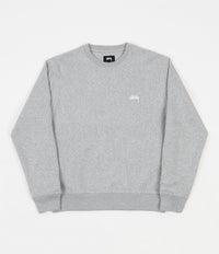 Stussy Stock Logo Crewneck Sweatshirt - Grey Heather | Flatspot