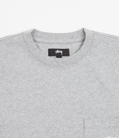 Stussy Stock Logo Pocket T-Shirt - Grey Heather B12B