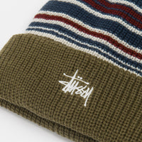 Stussy Striped Cuff Beanie - Olive thumbnail