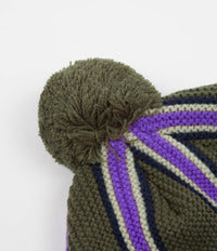 Trendy Apparel Shop Multi-Color Striped Beanie Hat With Pom Pom - Winter Unisex Knit Hat (One Size)
