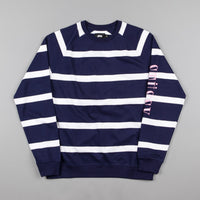Stussy Striped Raglan Crewneck Sweatshirt - Navy thumbnail