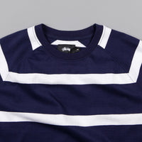 Stussy Striped Raglan Crewneck Sweatshirt - Navy thumbnail