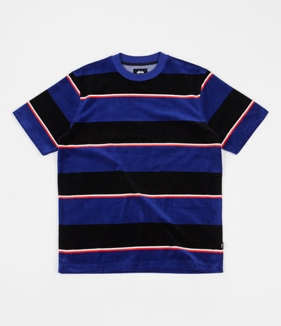 Stussy Velour Stripe T-Shirt - Blue