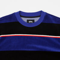 Stussy Velour Stripe T-Shirt - Blue thumbnail