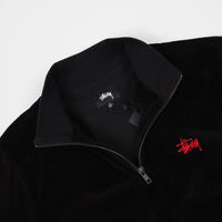 Stussy Velour Zip Mock Neck Sweatshirt - Black thumbnail