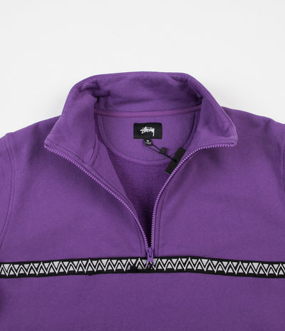 Stussy Woven Tape Mock Neck Sweatshirt - Purple